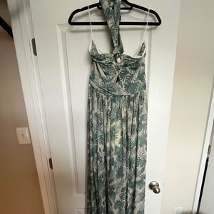 Pink Lily Tropical Halter Maxi Dress